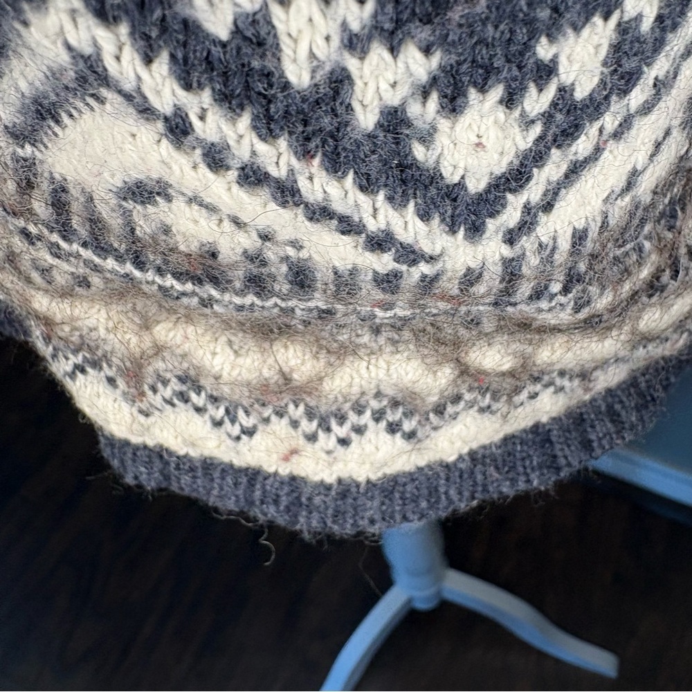 Cozy Fair Isle Cowl Neck Sweater Black Cream Geometric Knit Size L - Picture 6 of 11